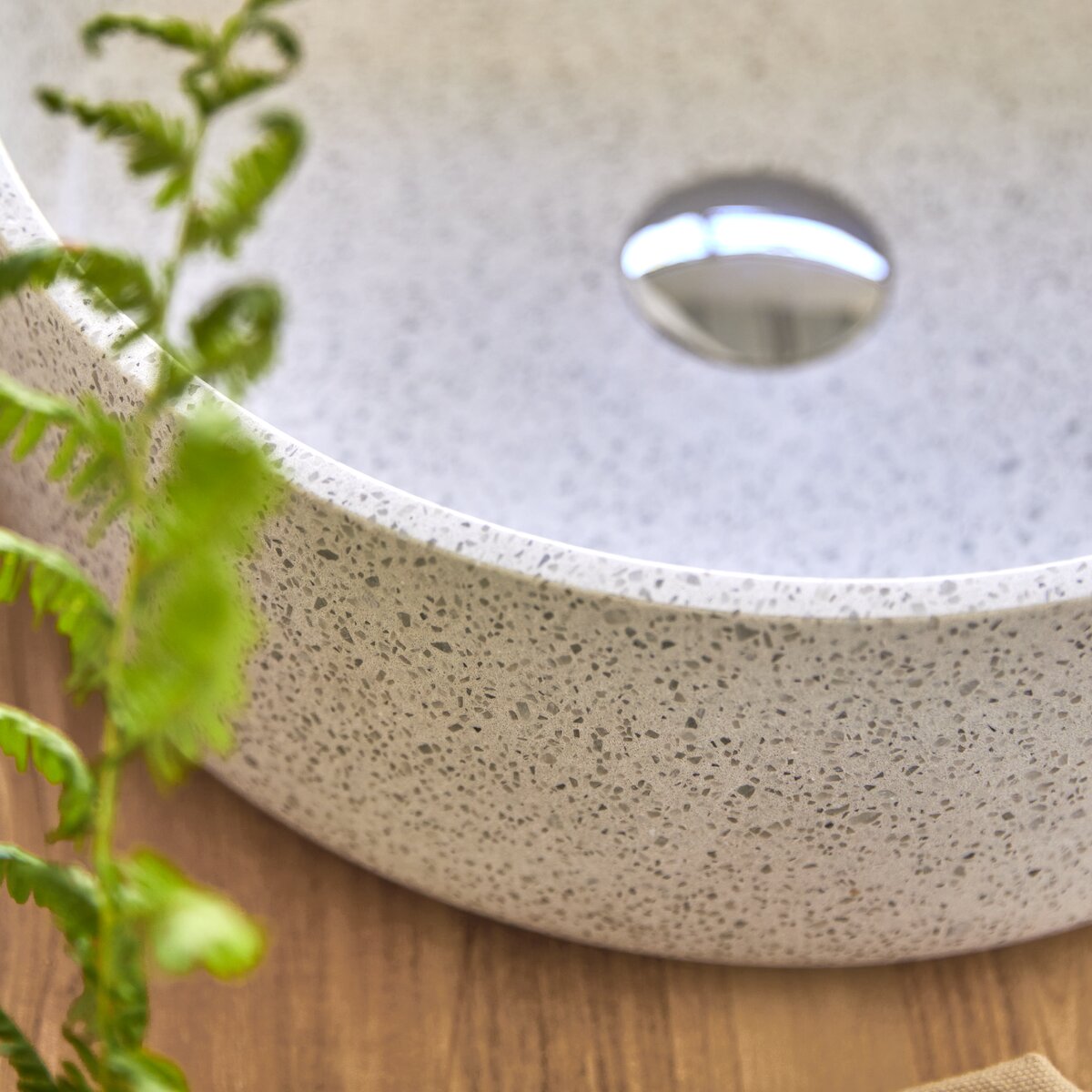 Milos - Round white premium terrazzo washbasin Milos - Round white premium terrazzo washbasin
