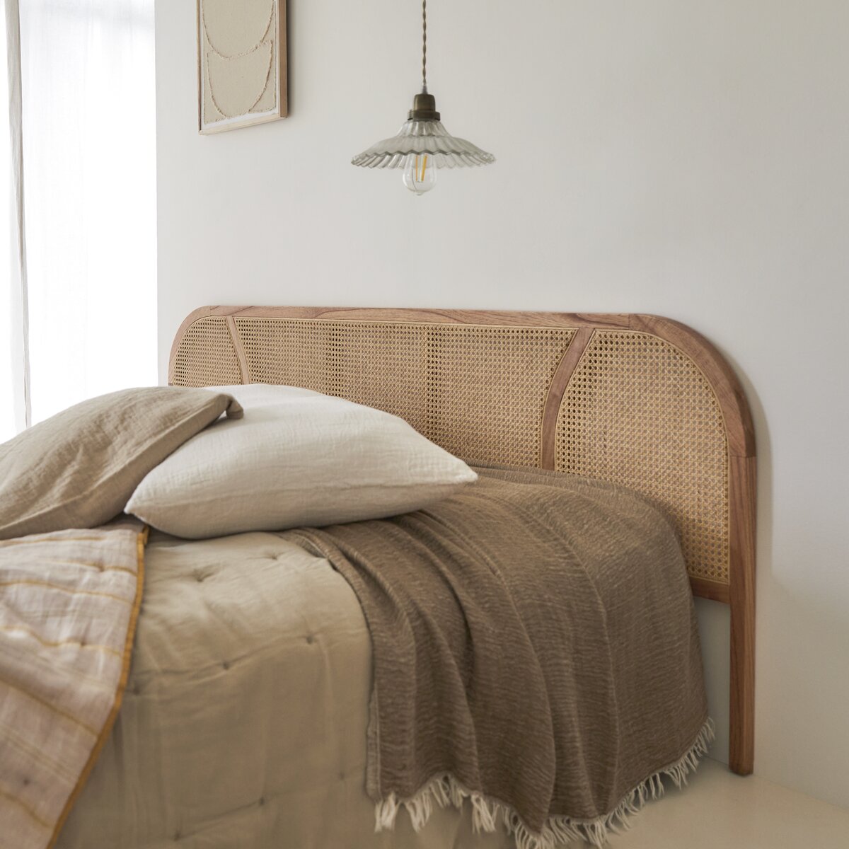 Billie - Headboard in solid mindi and canework 200 cm Billie - Headboard in solid mindi and canework 200 cm