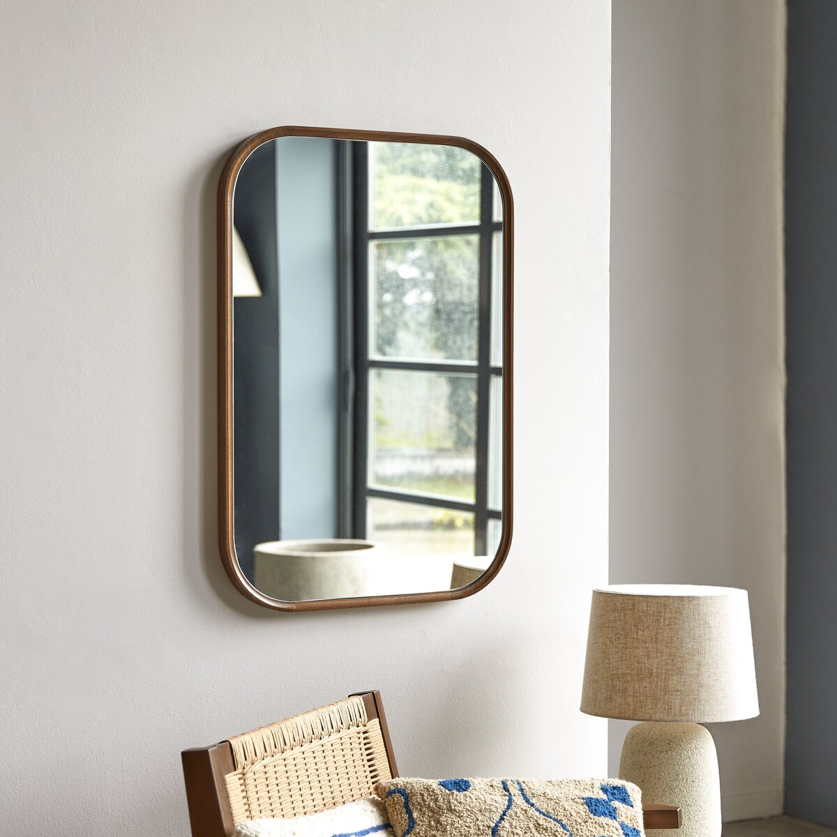 Specchio rettangolare in teak da 80 cm - Decorazione da soggiorno