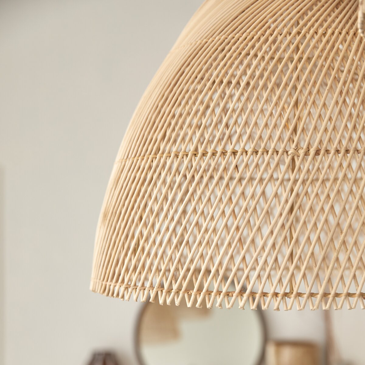 Alpinaluz Rattan Hängelampe – Handgefertigter Lampenschirm, 60 Cm Durchmesser, E27 Fassung, Für Wohnzimmer & Esszimmer