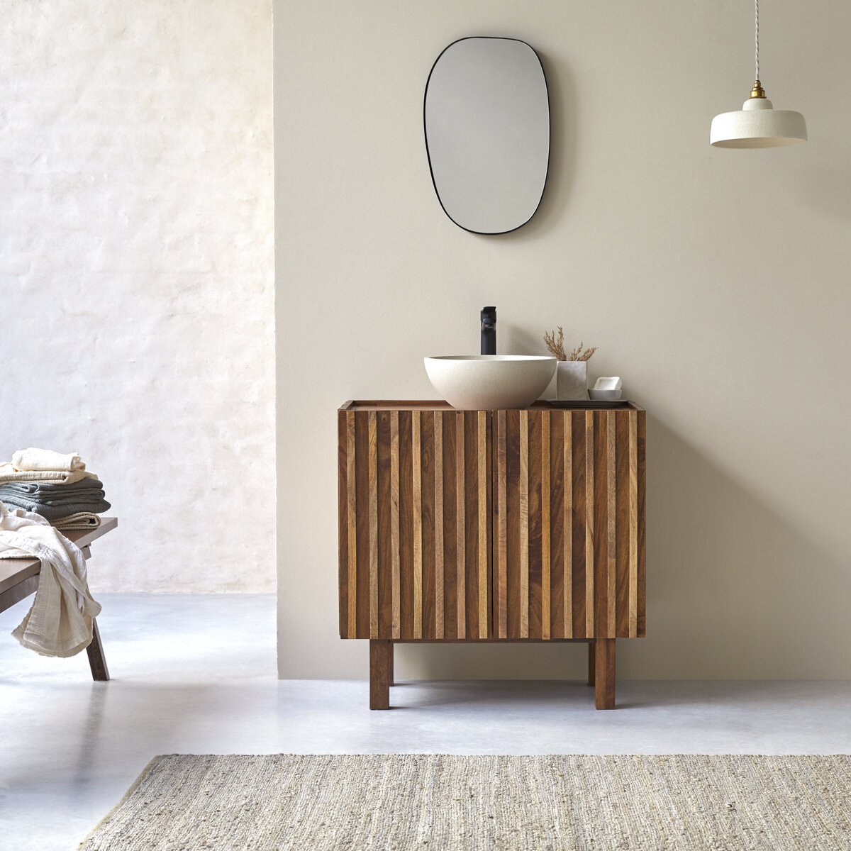 Mueble de lavabo de metal de 90 cm - Mobiliario de baño - Tikamoon