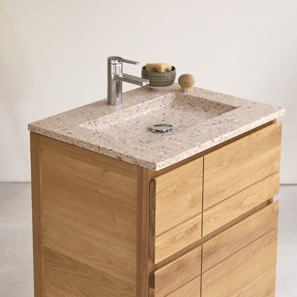 Mobile in noce con ripiano in terrazzo alla veneziana premium 125 cm - Bagno  - Tikamoon