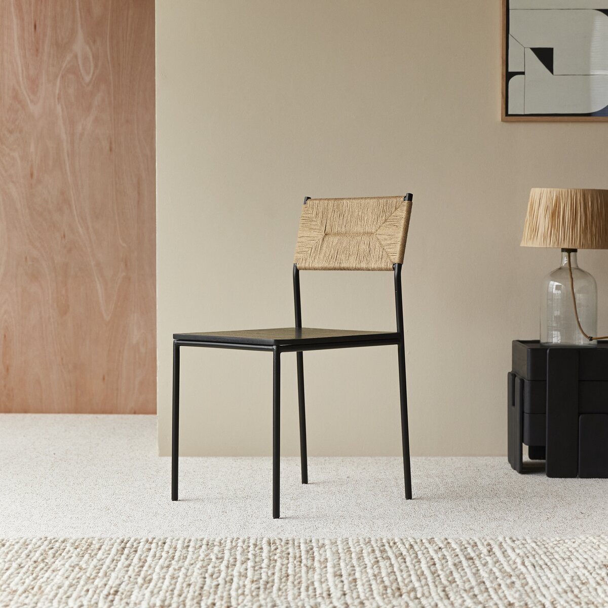Stuhl aus Metall und Naturfasern Esszimmer / Stuhl Tikamoon