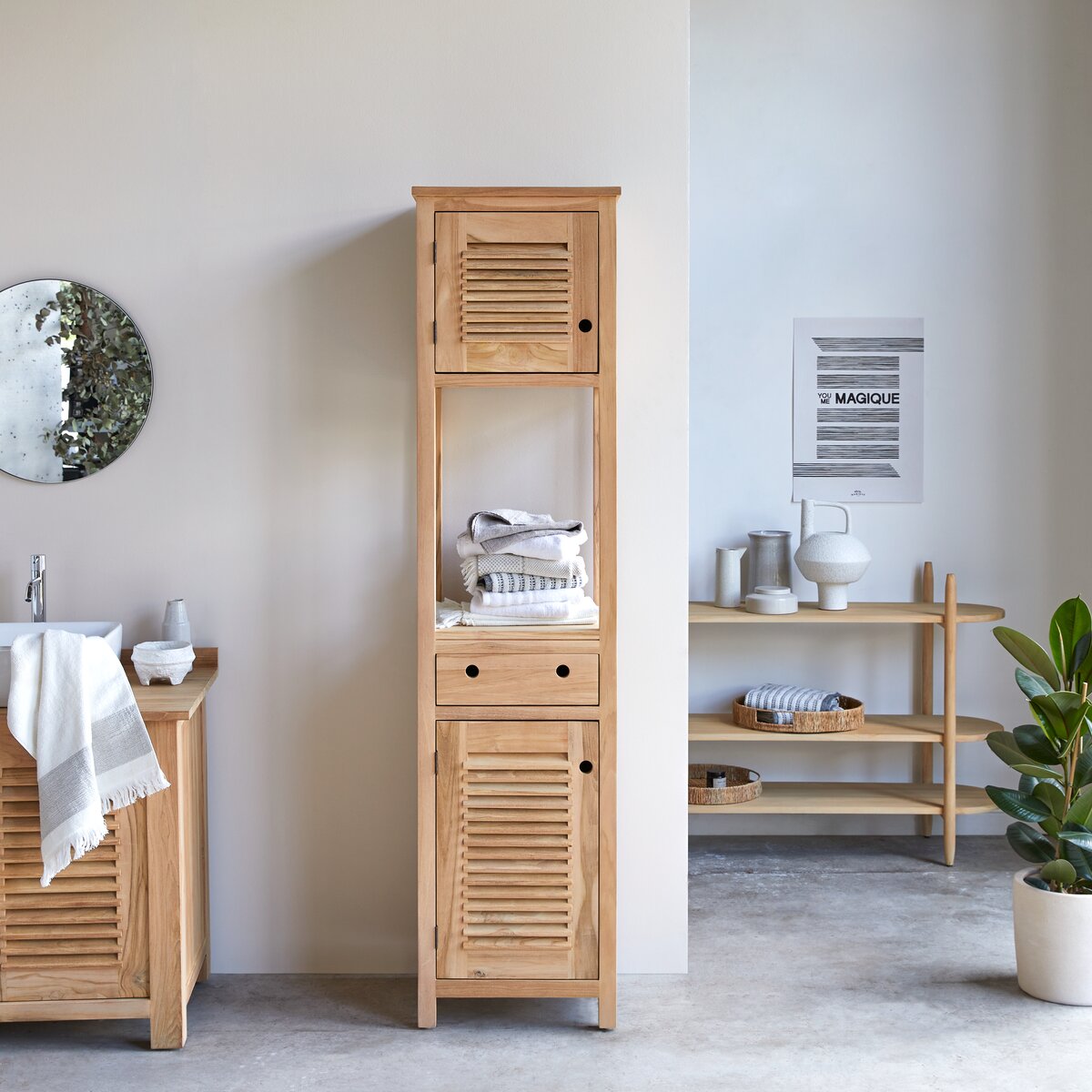 Tall bamboo 2024 storage cabinet