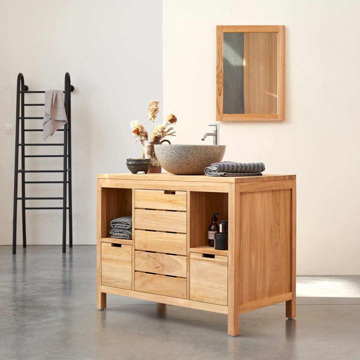 Mobile in teak 100 cm lavabo singolo - Arredo bagno - Tikamoon