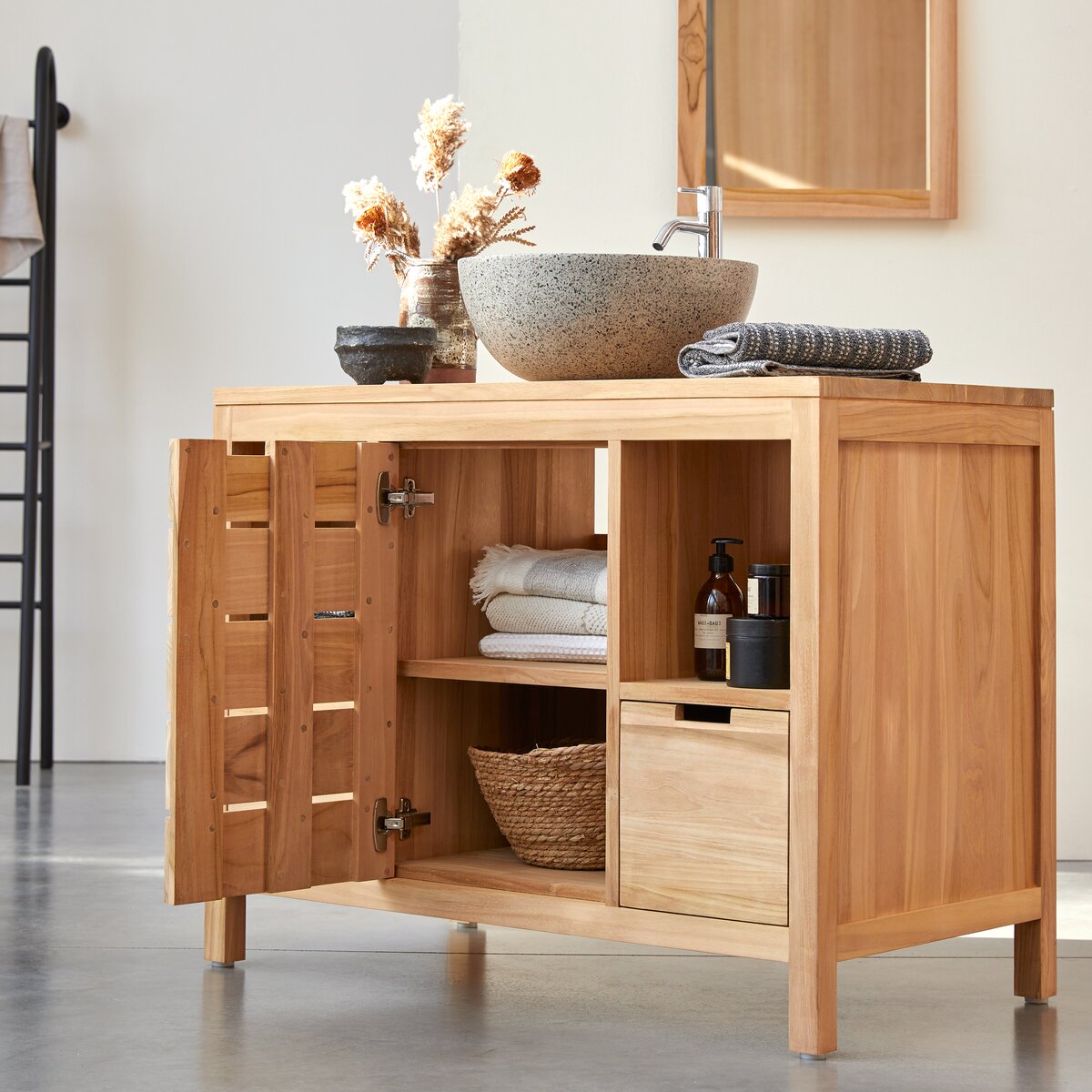 Mobile in teak 100 cm lavabo singolo - Arredo bagno - Tikamoon