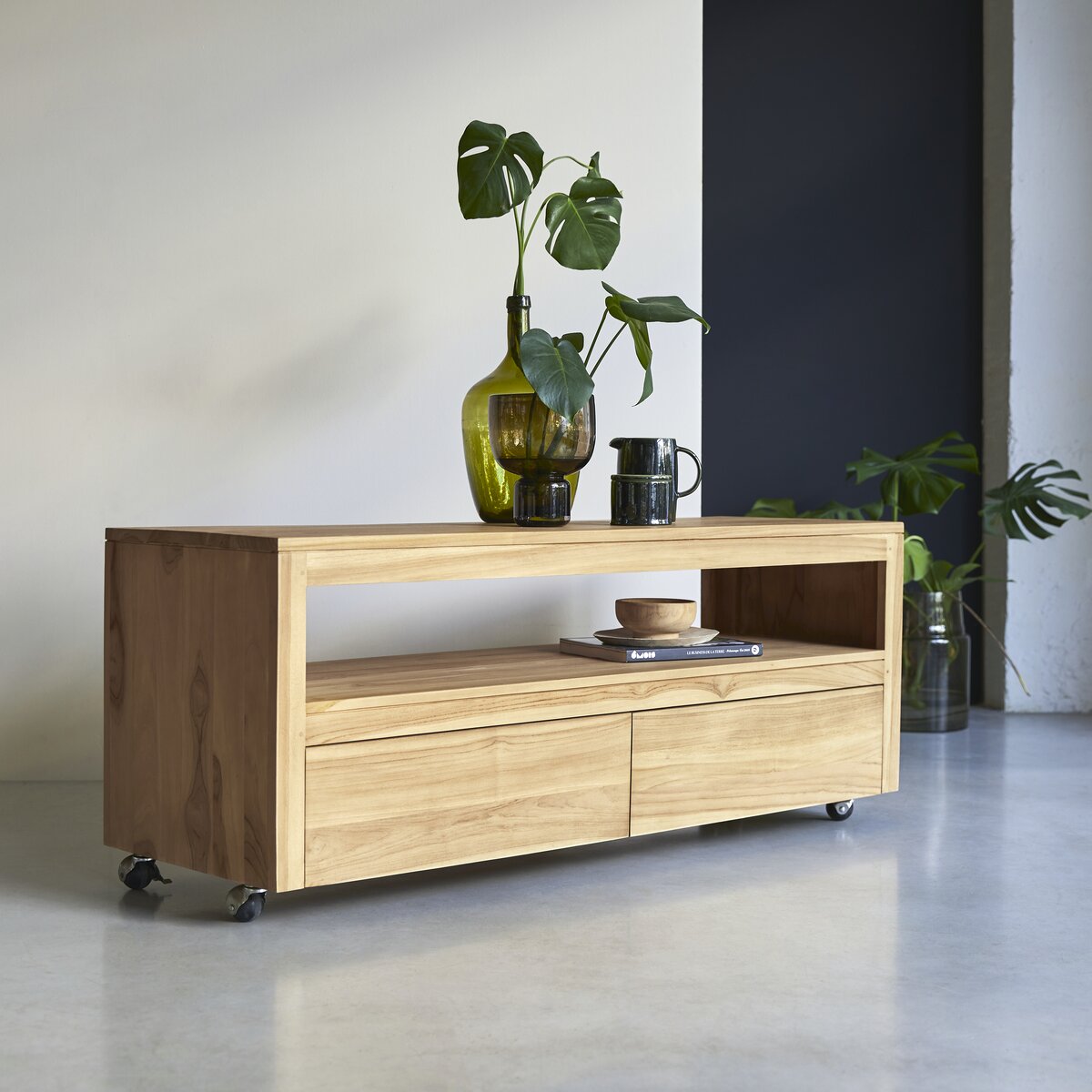 Meuble tv en teck 120 cm - Mobilier rangement pour le salon - Tikamoon