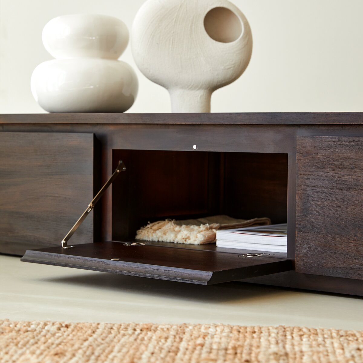 MUEBLE DE COMEDOR DE GRAN CALIDAD, MESA DE TV EN MADERA MACIZA DE CAOBA