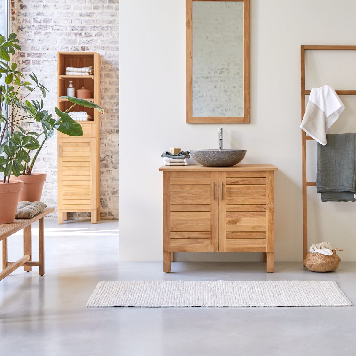 Mueble bajo lavabo en acacia maciza 95 cm - Baño / Mueble de baño