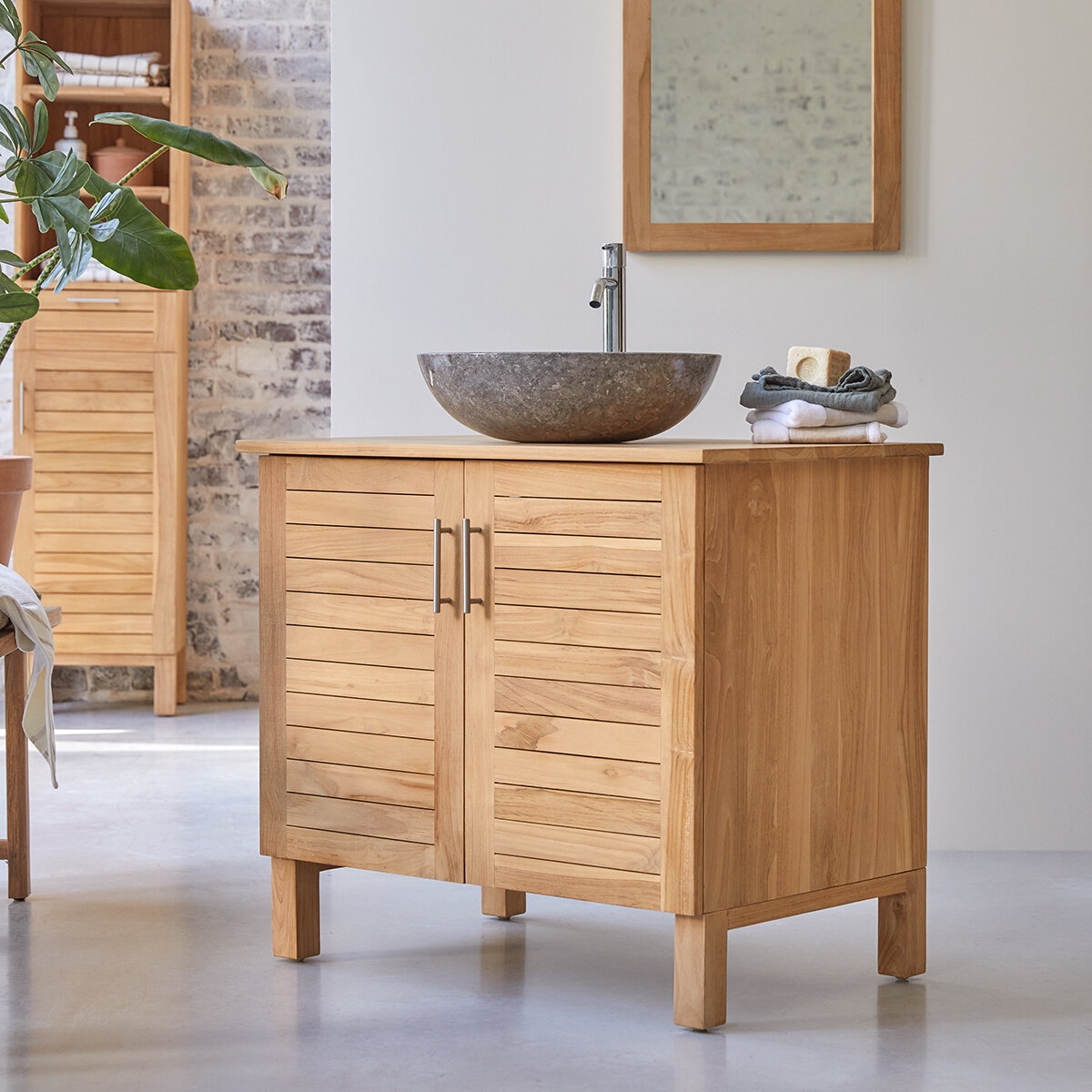 Oak vanity unit 85 cm - Bathroom units - Tikamoon