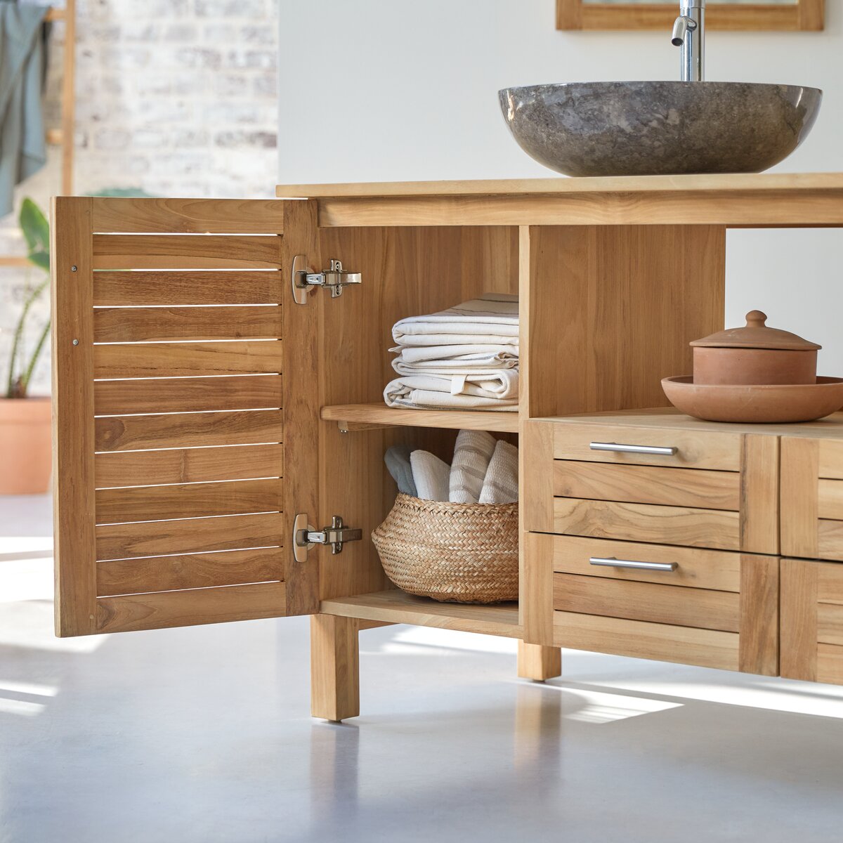 Oak vanity unit 85 cm - Bathroom units - Tikamoon