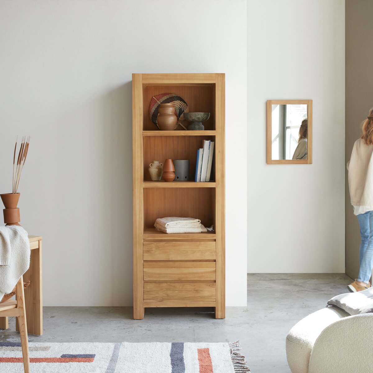 Libreria in teak 200 cm - Scaffali a colonna per lo studio -Tikamoon