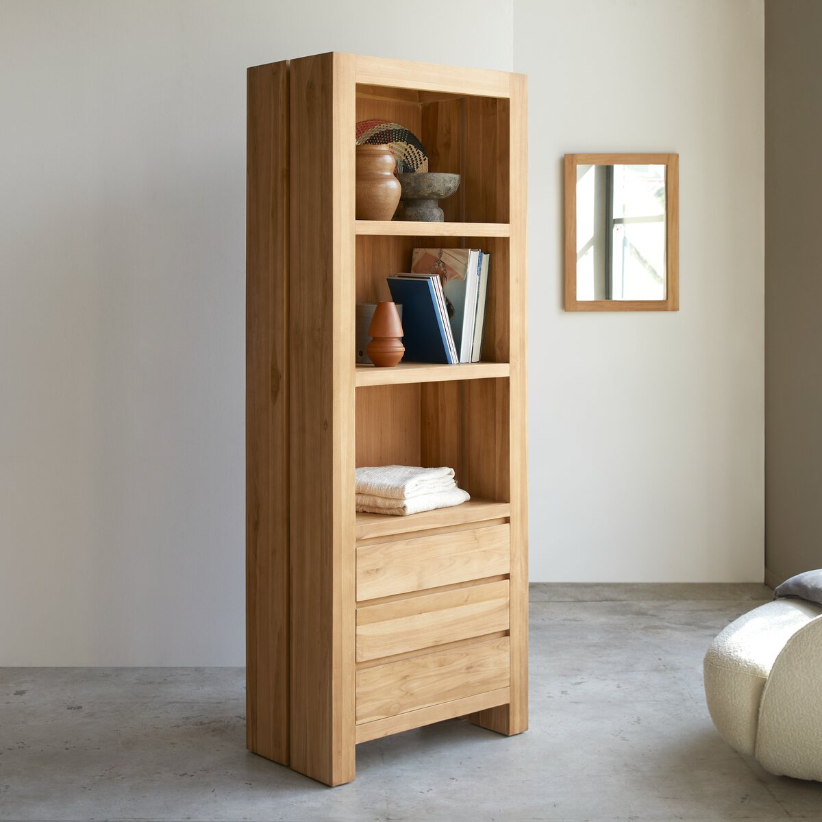 Biblioteca de roble de 110 cm - Almacenamiento para el salón - Tikamoon