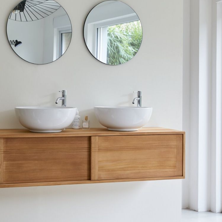 Ugo Wandhanddoekenrek van massief teakhout 60 cm - Badkameraccessoires