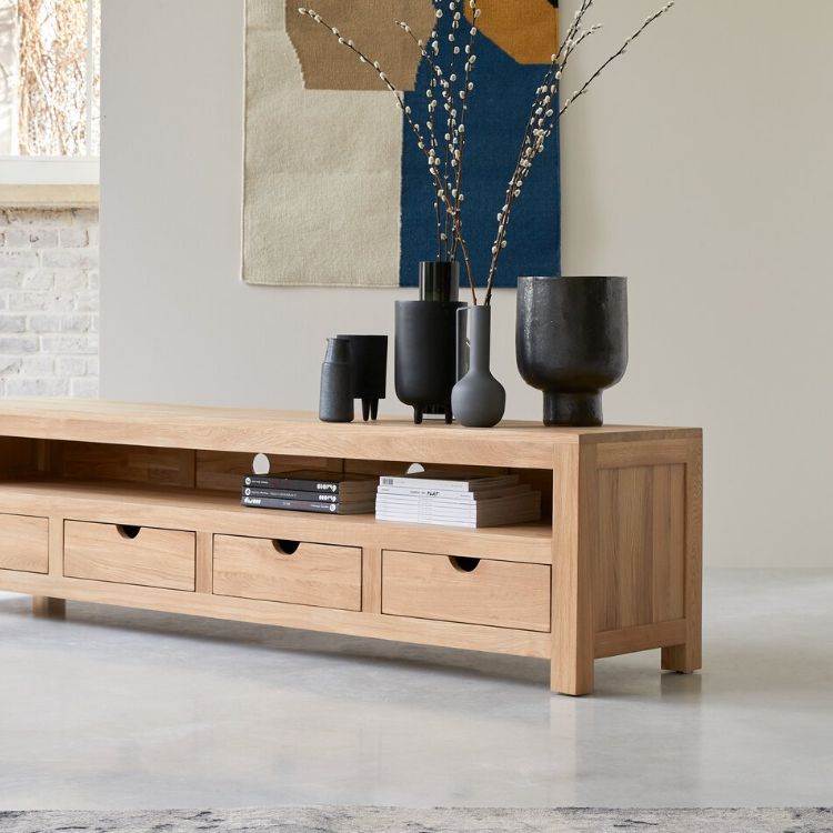 200cm oak store tv unit